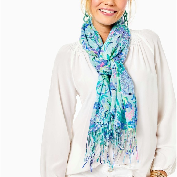 🎉HP🎉Lilly Pulitzer Murfee Silk/Cashmere Scarf - Picture 10 of 11